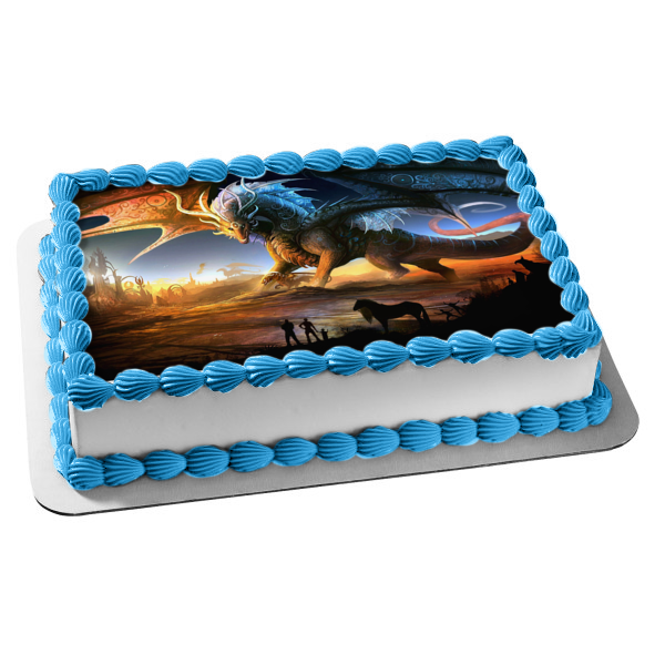 Fantasy Dragon Horse People Edible Cake Topper Image ABPID04849