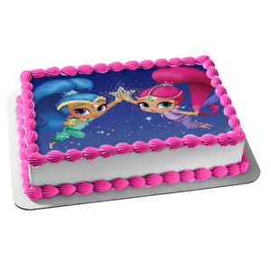 Shimmer and Shine High Five Star Background Edible Cake Topper Image ABPID04853