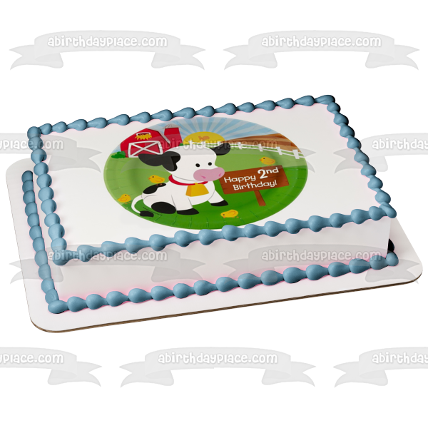  Cow Two Happy Birthday Cake Topper for 2nd Girls Boys
