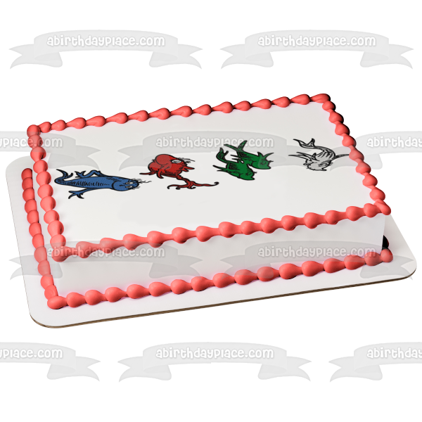Dr. Seuss One Fish Two Fish Red Fish Blue Fish Edible Cake Topper Image ABPID05039