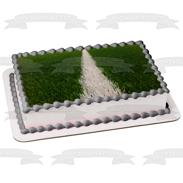 Football Turf White Line Edible Cake Topper Image ABPID05038