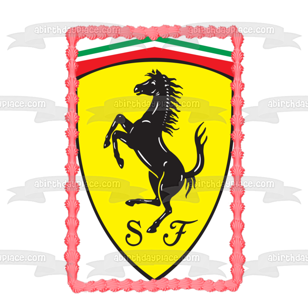 Ferrari Emblem Logo Horse Yellos Edible Cake Topper Image ABPID05046