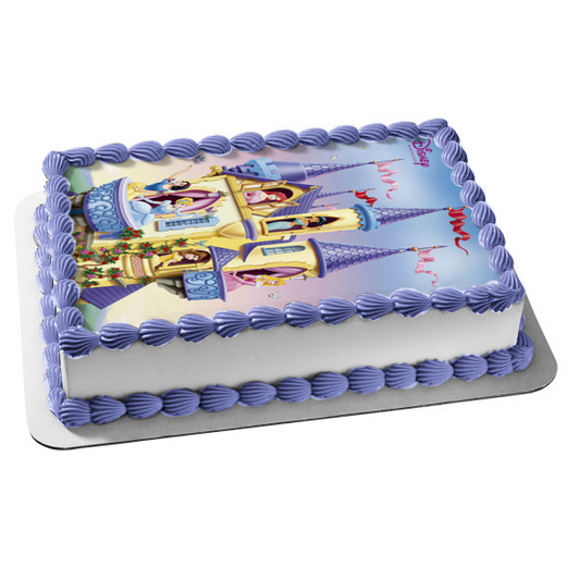 Disney Princesses Jasmine Belle Cinderella Snow White Ariel Rapunzel Edible Cake Topper Image ABPID05057
