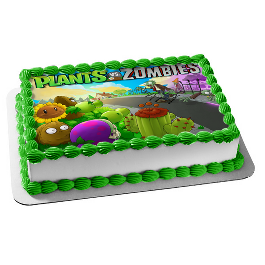 Planets Vs Zombies Sunflower Cactus Peashooter Wall-Nut Chomper Edible Cake Topper Image ABPID05060