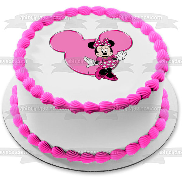 Minnie Mouse Pink Edible Cake Topper Image ABPID05072