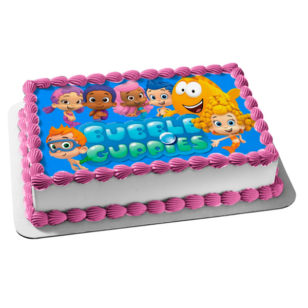 Bubble Guppies Logo Log Gil Molly Deema Goby Oona Nonny Edible Cake Topper Image ABPID05086
