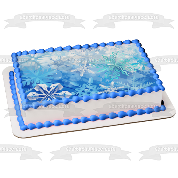 Snowflake Background Edible Cake Topper Image ABPID05103