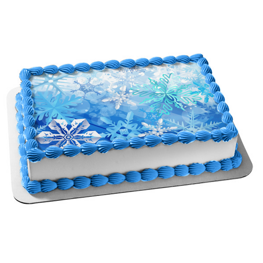 Snowflake Background Edible Cake Topper Image ABPID05103
