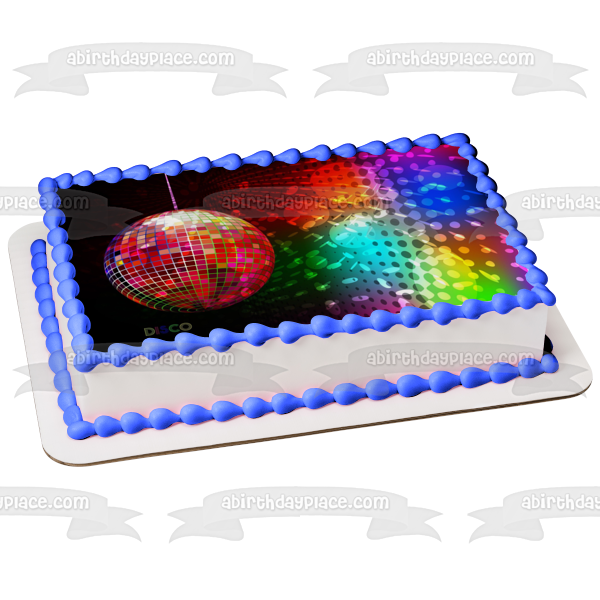 Disco Ball Colorful Background Edible Cake Topper Image ABPID05154