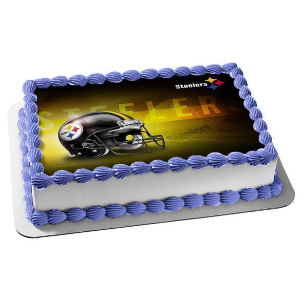 Pittsburgh Steelers Logo Helmet NFL Edible Cake Topper Image ABPID05162