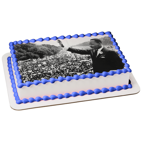 Martin Luther King Jr. Day Martin Luther King Jr. Waving to Crowd Edible Cake Topper Image ABPID53564