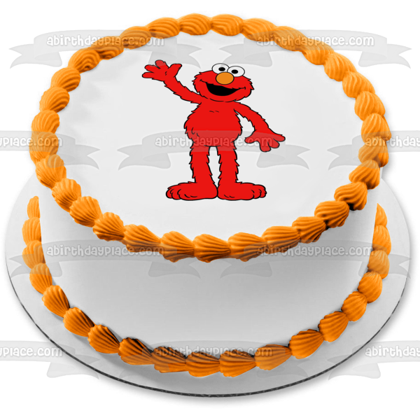 Sesame Street Elmo Waving Edible Cake Topper Image ABPID05260