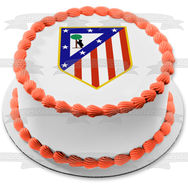 Atletico Madrid Logo Flag Stars Tree and a Dog Edible Cake Topper Image ABPID05262