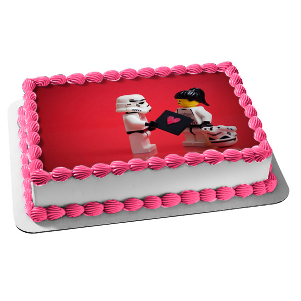 LEGO Star Wars Storm Troomer Love Note Edible Cake Topper Image ABPID05298