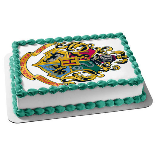 Harry Potter Hogwarts Crest Lion Snake Eagle and Wolf Emblems Edible Cake Topper Image ABPID05305