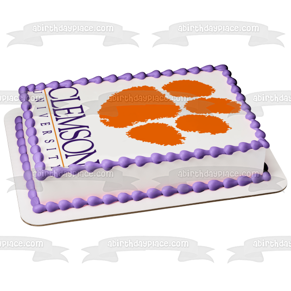 Clemson University Tiger Paw Logo Edible Cake Topper Image ABPID05317