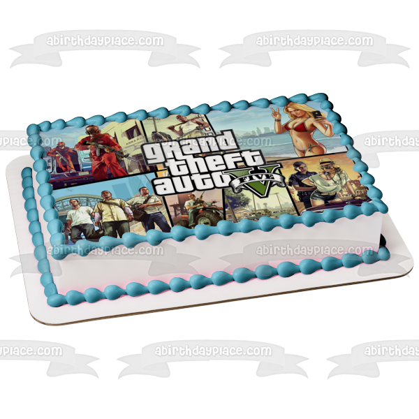 Grand Theft Auto 5 Franklin Trevor and Michael Edible Cake Topper Image ABPID05330