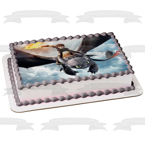 How to Train Your Dragon Toothless and Hiccup Edible Cake Topper Image ABPID05339