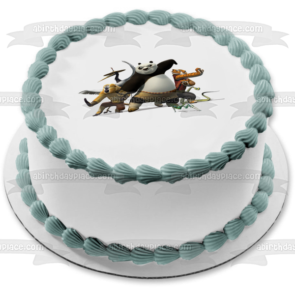 Kung Fu Panda Po Tigress Viper Mantis Monkey and Crane Edible Cake Topper Image ABPID05358