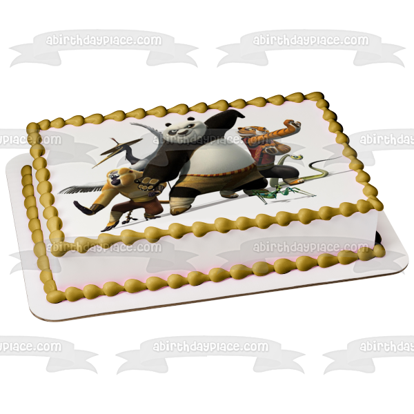 Kung Fu Panda Po Tigress Viper Mantis Monkey and Crane Edible Cake Topper Image ABPID05358