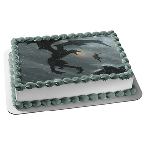 The Elder Scrolls Skyrim Dragon Alduin the World Eater Edible Cake Topper Image ABPID05367