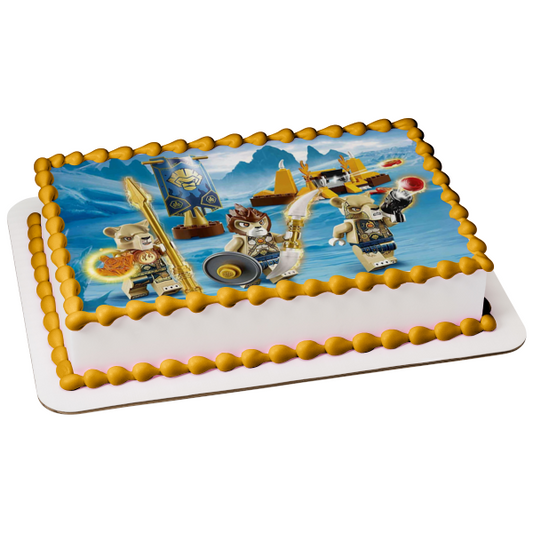LEGO Chima Laval and the Lion Flag Edible Cake Topper Image ABPID05372