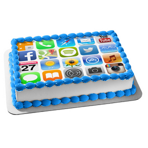Iphone Screen Apps Youtube Twitter Calendar Edible Cake Topper Image ABPID05379