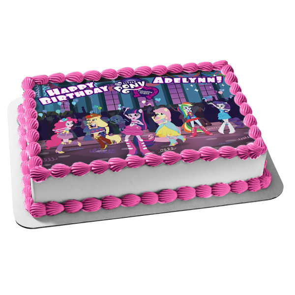 My Little Pony Equestria Girls Twilight Sparkle and Pinkie Pie Edible Cake Topper Image ABPID03951