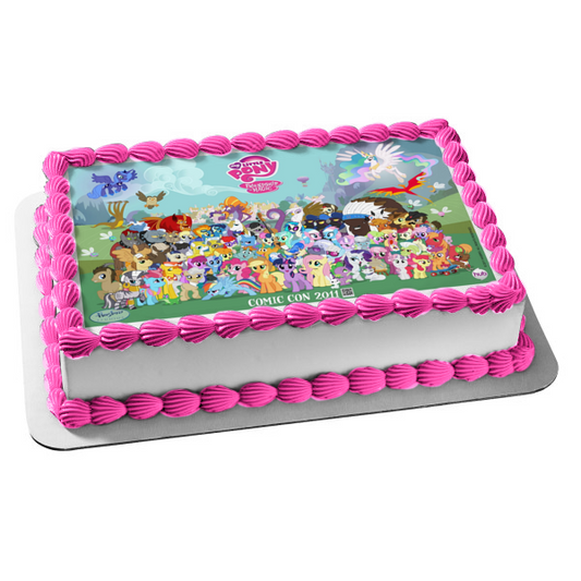 My Little Pony Friendship Is Magic Rainbow Dash Pinkie Pie Twilight Sparkle Spike Princess Celestia Edible Cake Topper Image ABPID05409