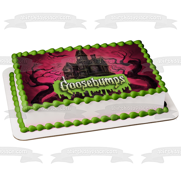 Goosebumps Bats Haunted Castle and Scary Trees Edible Cake Topper Image ABPID05429