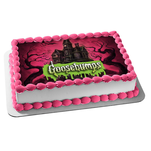 Goosebumps Bats Haunted Castle and Scary Trees Edible Cake Topper Image ABPID05429