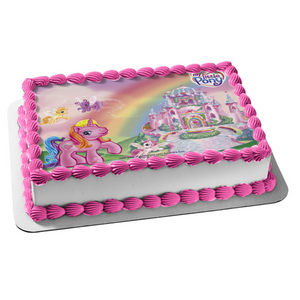 My Little Pony Pony's Flying Castle Rainbow Edible Cake Topper Image ABPID05455