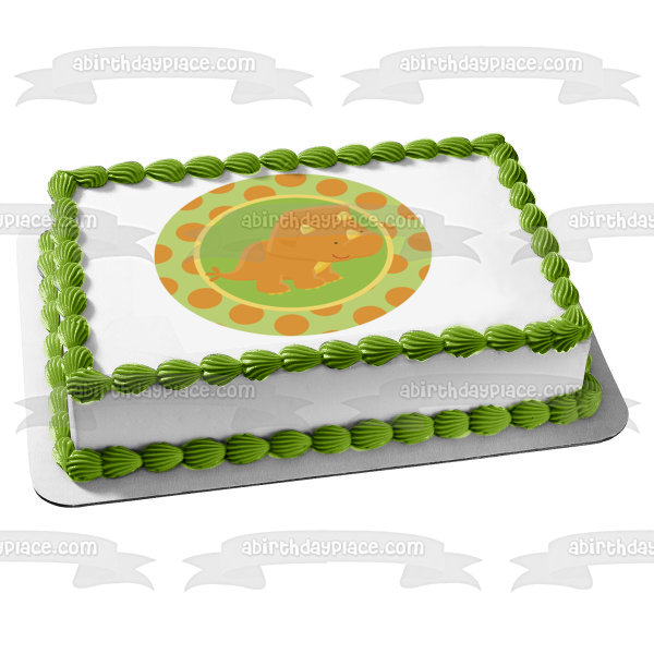 Dinosaur Roar Baby Triceratops Edible Cake Topper Image ABPID05503