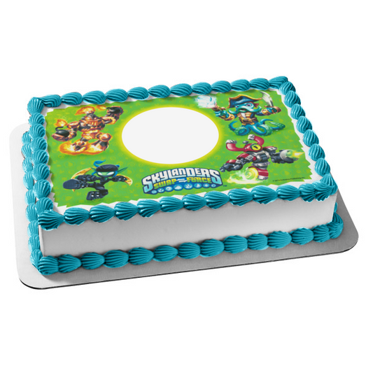 Skylanders Swap Force Wash Buckler Magna Charge Green Background Edible Cake Topper Image ABPID05505