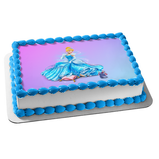 Adorno comestible para tarta con vestido de Cenicienta, hada madrina, imagen ABPID05516 