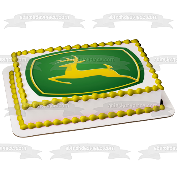 John Deere Logo Yellow Deer Edible Cake Topper Image ABPID05538