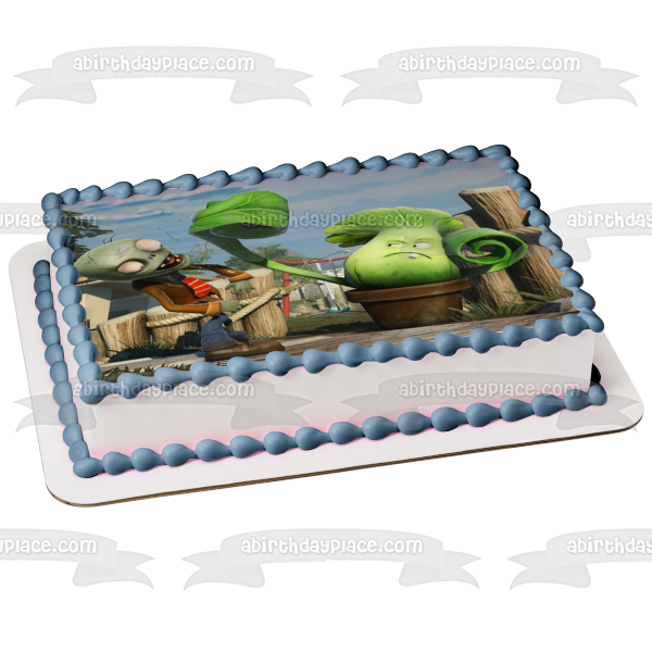 Plants Vs Zombie Bonk Choy and Zombies Edible Cake Topper Image ABPID05561