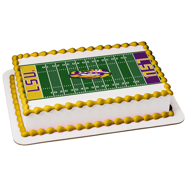 Louisiana State University Tigers Logo Football Field Edible Cake Topper Image ABPID05564