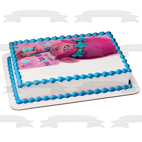 Trolls Princess Poppy Happy Birthday Edible Cake Topper Image ABPID05579