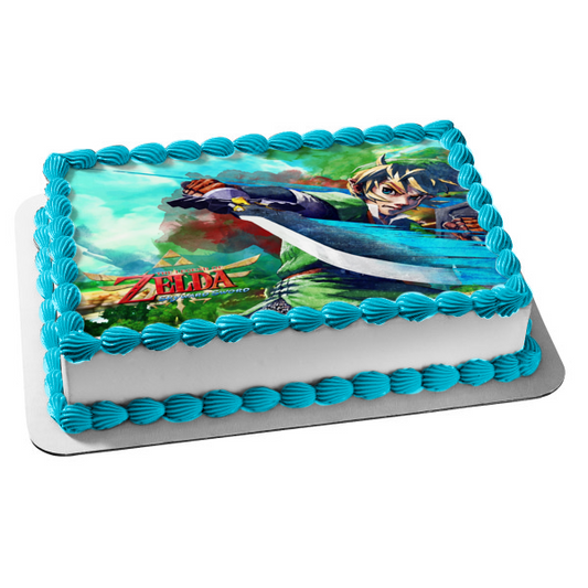 Legend of Zelda Logo Link Sword Edible Cake Topper Image ABPID05608