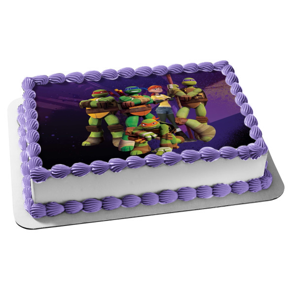 Teenage Mutant Ninja Turtles Donatello Michaelangelo Leonardo Raphael Tmnt April O'Neil Edible Cake Topper Image ABPID05610