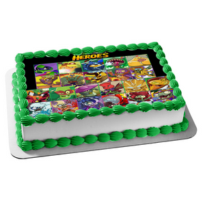 Plants Vs Zombies Heroes Green Shadow Solar Flare Wall-Knight Chompzilla Spudow Edible Cake Topper Image ABPID05629