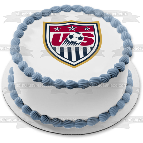 United States Soccer Logo Red White Blue Edible Cake Topper Image ABPID05632