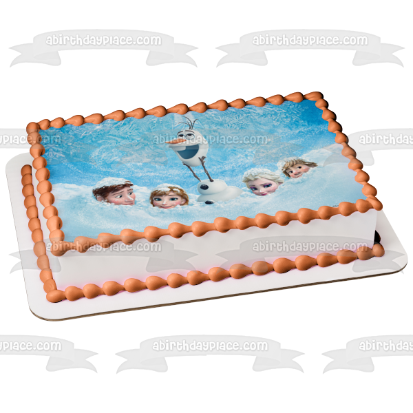 Frozen Anna Elsa Hans Olaf Kristoff and Snow Edible Cake Topper Image ABPID05637