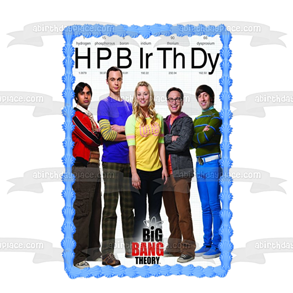 Big Bang Theory Happy Birthday Sheldon Penny Howard Raj and Leonard Edible Cake Topper Image ABPID05639