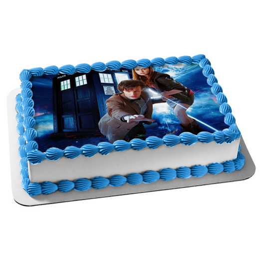 Doctor Who Time Travel Machine the Tenth Doctor Edible Cake Topper Image ABPID05641