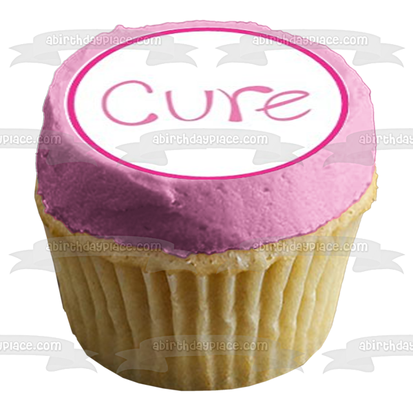 Breast Cancer Awareness Believe Cure Pink Ribbons and Butterflies Edible Cupcake Topper Images ABPID00499