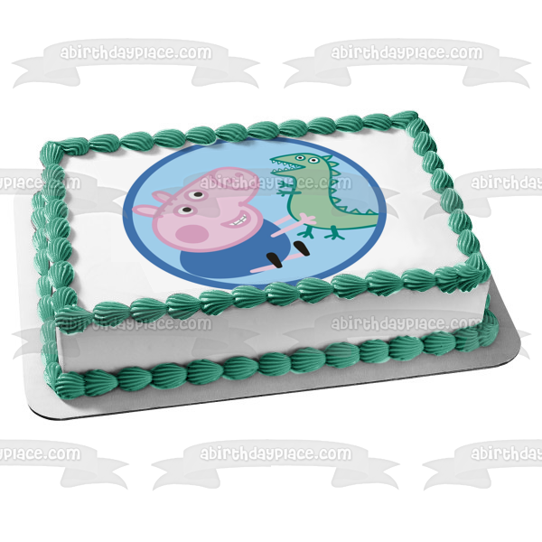 Peppa Pig Green Dinosaur and George Edible Cake Topper Image ABPID05662