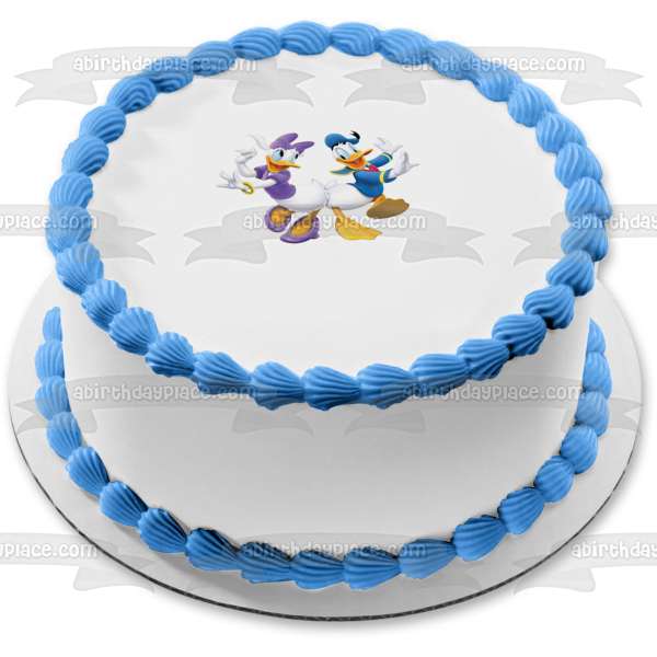 Donald Duck and Daisy Duck Dancing Edible Cake Topper Image ABPID05693