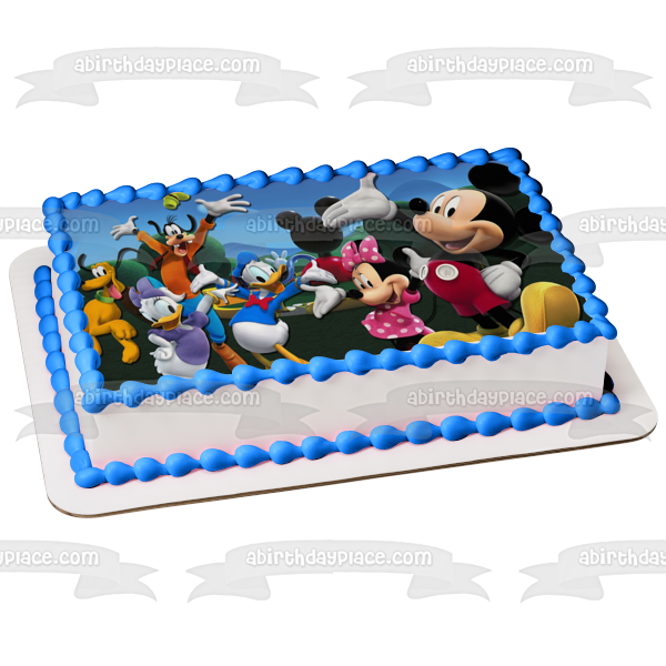 Mickey Mouse Clubhouse Minnie Mouse Goofy Pluto Donald Duck and Daisy Duck Edible Cake Topper Image ABPID05730